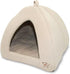 Best Pet Supplies - Cama suave para perros y gatos, tela pana, beige, 16 x 16 x 14 pulgadas