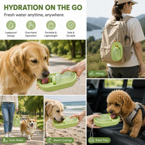 Botella de Agua Portatil para Perros con Diseno de Cuernos, a Prueba de Fugas