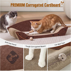 ZOMISIA 26'' Cardboard Cat Scratcher Bed for Indoor Cats, 1PC, Brown