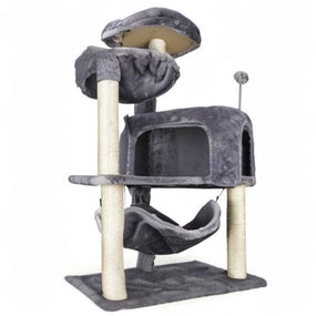 YUNIQUE — árbol para gato de 100 cm con casita y hamaca grande, gris