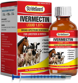 Dewormer for Horse, Dewormer for Goat and Cattle & More, Ivermectin Liquid for All Wormers, Tapeworms, Roundworms & Hookworms