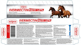 Ivermectin Horse Paste 1.87% | Unflavored – 6.08G Syringe for Equine Use Only up to 1250 LB (3-Pack)