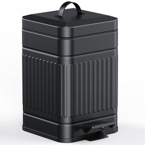 CEROELDA — bote metálico de pedal con tapa suave para heces de perro, 5 L, negro