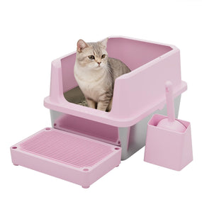RIZZARI — arenero de acero inoxidable de paredes altas para gatito, 44 x 34 cm, rosa
