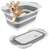 Bañera plegable para perro con tapón de drenaje, gris