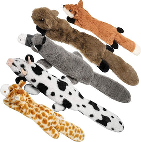 Nocciola — juego de 5 juguetes de peluche con chillador para perro, sin relleno