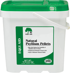 Equi Aid Natural Horse Psyllium Pellets, Supports Removal of Sand & Dirt from Ventral Colon, Horse Digestion Support, Fiber Supplement, Apple/Molasses, 10 Pounds