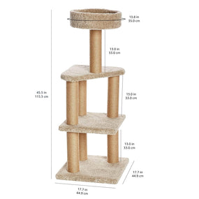 Amazon Basics — árbol para gato de varios niveles, 117 cm, 7 postes de yute, beige