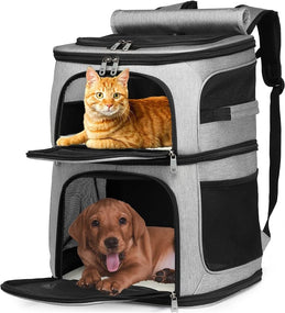 Mochila transportadora para 2 mascotas — divisor removible y 7 ventilaciones