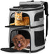 Mochila transportadora para 2 gatos — 7 ventilas, estructura rígida y plegable