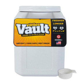 Gamma2 Vittles Vault — contenedor hermético para alimento de mascota, hasta 23 kg, con cuchara