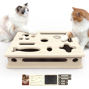 Caja rascadora de madera para gato — con lija interior