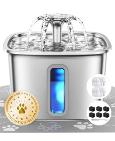 Veken — Fuente de agua de acero inoxidable para gato, 3.2 litros