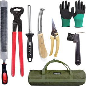 Kit de herramientas para herrador con bolsa y guantes