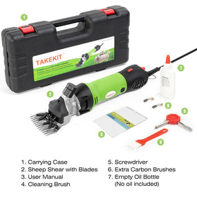 TAKEKIT — Esquiladora profesional 500 W de 6 velocidades para oveja y alpaca
