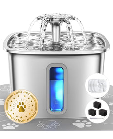 Veken — fuente de agua de acero inoxidable para gato, 3.2 L