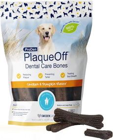 ProDen PlaqueOff — huesos dentales de pollo y calabaza para perro, 482 g