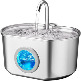 Neareal — fuente de agua de acero inoxidable para gato, 2.2 L, con mirilla de nivel