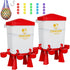 QVVCOOP — Bebedero de 11 litros para aves con 10 copas, 2 piezas, rojo