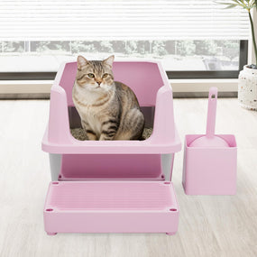 RIZZARI — arenero de acero inoxidable de paredes altas para gatito, 44 x 34 cm, rosa