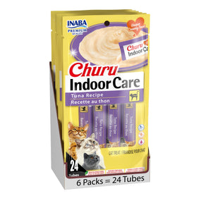 INABA Churu Indoor Care — puré para gato de interior con fibra, atún, 24 tubos