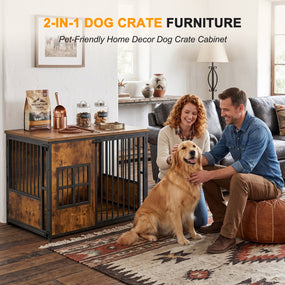 Jaula tipo mueble de madera para perro