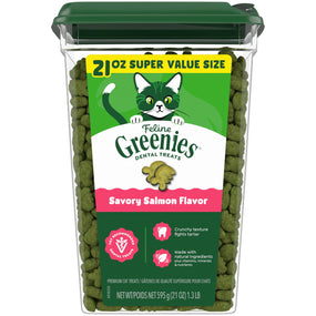Greenies Feline — premios dentales crujientes para gato, sabor salmón, 595 g