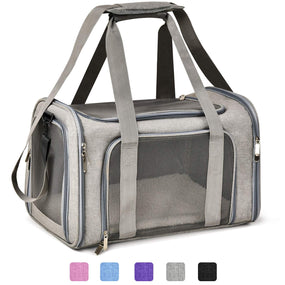 Henkelion — transportadora de tela para perro y gato de hasta 7 kg, aprobada para avión, gris