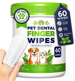 Toallitas dentales de dedo para perro y gato, sin enjuague