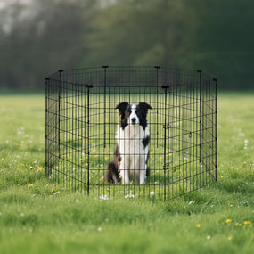 Amazon Basics — Corral octagonal plegable de metal para perro, 8 paneles, 107 cm de alto, negro