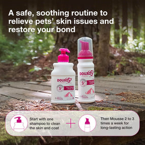 Douxo S3 Calm — mousse calmante para piel sensible de perro y gato, sin enjuague