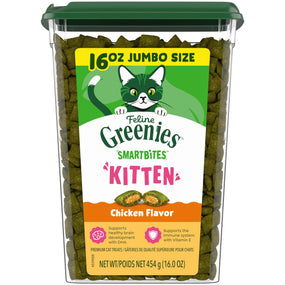 Greenies Feline SmartBites — premios para gatito, sabor pollo, 454 g