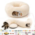 MOYMO — túnel cama para gato con 40 juguetes, blanco