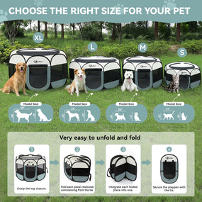 Siedihit — corral plegable de malla para perro y gato, talla chica, con funda