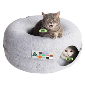 Cattasaurus — cueva de fieltro 4 en 1 para gato, extra grande, gris claro