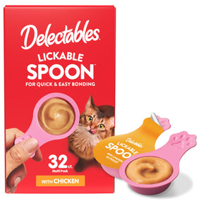 Delectables Lickable Spoon — puré para gato en cuchara, pollo, 32 piezas