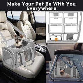 LEHNI — transportadora plegable de tela para perro y gato, gris