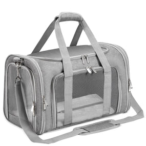 LEHNI — transportadora plegable de tela para perro y gato, gris