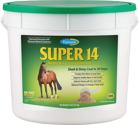 Super 14 Healthy Skin & Coat Supplement for Horses, Keeps Coats Shiny & Gleaming Year-Round 5 Pound, 80 Day Supply
