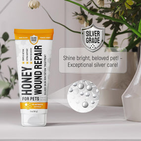 Dog Wound Care with Manuka Honey & Colloidal Silver for Scratches & Skin Irritations – Cat & Dog Hot Spot Treatment Gel Works as Honey Rapid Wound Repair for Horses – for All Pets – 2-Oz