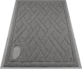 Pawkin Cat Litter Mat, Patented Design with Litter Lock Mesh, Extra Large, Durable, Easy to Clean, Soft, Fits under Litter Box, Litter Free Floors, Gray
