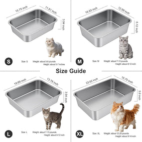 Large High Sided Stainless Steel Cat Litter Box