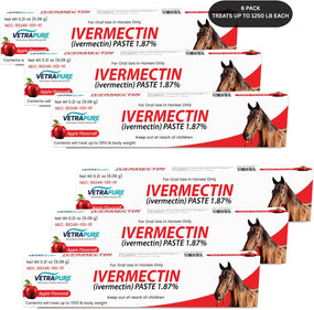 Ivermectin Horse Paste 1.87%, Horse Dewormer, Horse Wormer Syringe (6 Pack)
