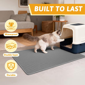Pieviev Cat Litter Mat, Double-Layer Waterproof Litter Trap, 36" X 30" Gray