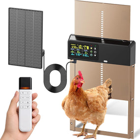 Puerta solar para gallinero 3500 mAh con remoto de 200 m