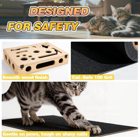 Cat Scratch Puzzle Enrichment Box, Interactive Cat Toy for 3 Balls & 2 Wand