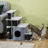 Escalera para Gatos Ajustable 3-4 Escalones con Rascador, Condo y Bola de Juego - Gris